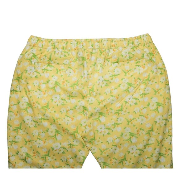 Mens Pants Joggers Yellow Green Floral Drawstring Loose Harem Casual Beach XL - Picture 5 of 6